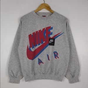 Vintage Grey Sideways Nike Logo Crewneck